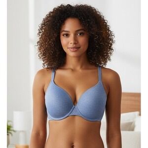Victoria's Secret Uplift‎ Semi Demi Bra Size 34DD Blue Adjustable Straps Comfort